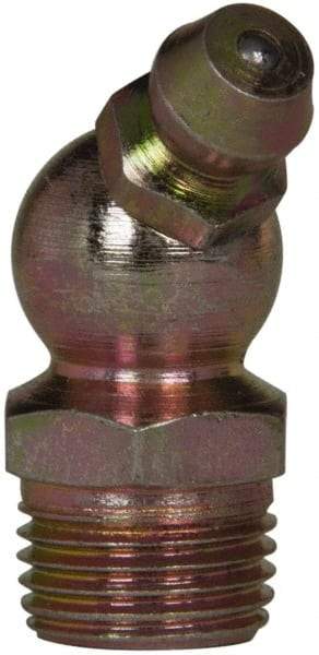 Value Collection - 45° Head Angle, 1/8 NPT Steel Standard Grease Fitting - 11.11mm Hex - Americas Industrial Supply
