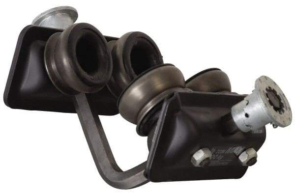 CM - 1 Ton Capacity Low Headroom Ball Bearing Trolley - 2-5/8" to 5-1/16" Flange Width, 2-3/4" Wheel Diam, 4" to 12" I-Beam, 7" Min Radius - Americas Industrial Supply