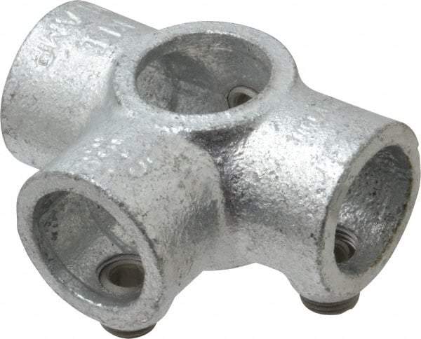 Kee - 3/4" Pipe, Side Outlet Tee, Side Outlet Cross, Malleable Iron Cross Pipe Rail Fitting - Galvanized Finish - Americas Industrial Supply
