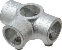 Kee - 3/4" Pipe, Side Outlet Tee, Side Outlet Cross, Malleable Iron Cross Pipe Rail Fitting - Galvanized Finish - Americas Industrial Supply