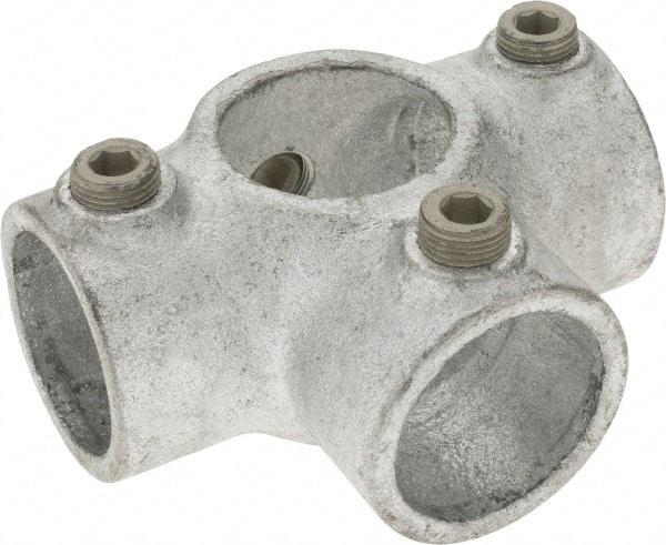 Kee - 1-1/4" Pipe, Side Outlet Tee, Malleable Iron Tee Pipe Rail Fitting - Galvanized Finish - Americas Industrial Supply
