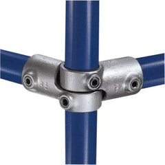 Kee - 1-1/2" Pipe, Adjustable Side Outlet Tee, Malleable Iron Tee Pipe Rail Fitting - Galvanized Finish - Americas Industrial Supply