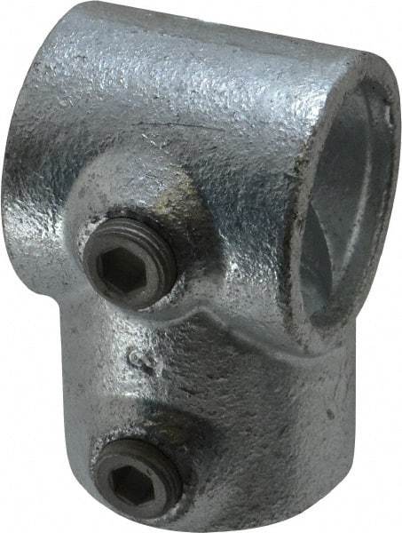 Kee - 1-1/4" Pipe, Single Socket Tee, Malleable Iron Tee Pipe Rail Fitting - Galvanized Finish - Americas Industrial Supply