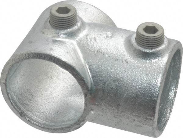 Kee - 1-1/2" Pipe, Single Socket Tee, Malleable Iron Tee Pipe Rail Fitting - Galvanized Finish - Americas Industrial Supply