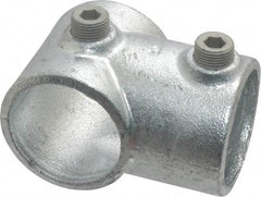 Kee - 1-1/2" Pipe, Single Socket Tee, Malleable Iron Tee Pipe Rail Fitting - Galvanized Finish - Americas Industrial Supply