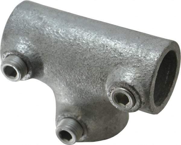 Kee - 3/4" Pipe, 90° Three Socket Tee, Malleable Iron Tee Pipe Rail Fitting - Galvanized Finish - Americas Industrial Supply