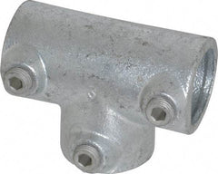 Kee - 1" Pipe, 90° Three Socket Tee, Malleable Iron Tee Pipe Rail Fitting - Galvanized Finish - Americas Industrial Supply