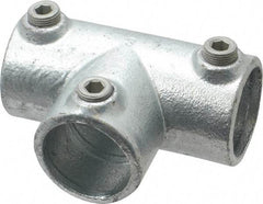 Kee - 1-1/4" Pipe, 90° Three Socket Tee, Malleable Iron Tee Pipe Rail Fitting - Galvanized Finish - Americas Industrial Supply