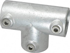 Kee - 1-1/2" Pipe, 90° Three Socket Tee, Malleable Iron Tee Pipe Rail Fitting - Galvanized Finish - Americas Industrial Supply