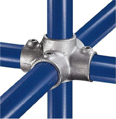 Kee - 1-1/4" Pipe, Four Socket Cross, Malleable Iron Cross Pipe Rail Fitting - Galvanized Finish - Americas Industrial Supply