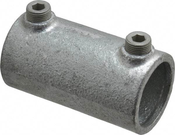 Kee - 1-1/4" Pipe, Malleable Iron Straight Coupling Pipe Rail Fitting - Galvanized Finish - Americas Industrial Supply