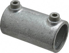 Kee - 1-1/4" Pipe, Malleable Iron Straight Coupling Pipe Rail Fitting - Galvanized Finish - Americas Industrial Supply