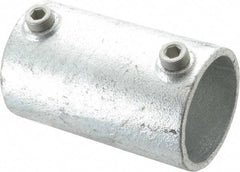 Kee - 2" Pipe, Malleable Iron Straight Coupling Pipe Rail Fitting - Galvanized Finish - Americas Industrial Supply