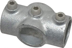 Kee - 1" Pipe, Two Socket Cross, Malleable Iron Cross Pipe Rail Fitting - Galvanized Finish - Americas Industrial Supply