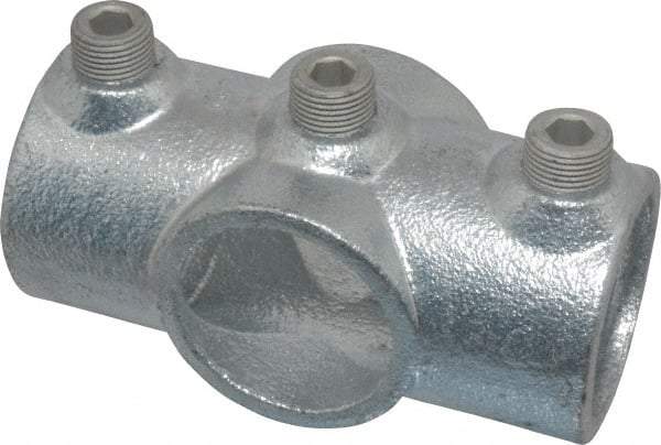 Kee - 1-1/4" Pipe, Two Socket Cross, Malleable Iron Cross Pipe Rail Fitting - Galvanized Finish - Americas Industrial Supply