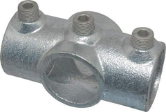 Kee - 1-1/4" Pipe, Two Socket Cross, Malleable Iron Cross Pipe Rail Fitting - Galvanized Finish - Americas Industrial Supply
