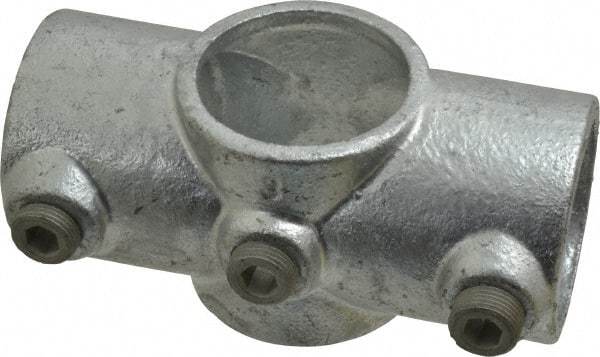 Kee - 1-1/2" Pipe, Two Socket Cross, Malleable Iron Cross Pipe Rail Fitting - Galvanized Finish - Americas Industrial Supply