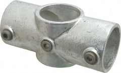 Kee - 2" Pipe, Two Socket Cross, Malleable Iron Cross Pipe Rail Fitting - Galvanized Finish - Americas Industrial Supply