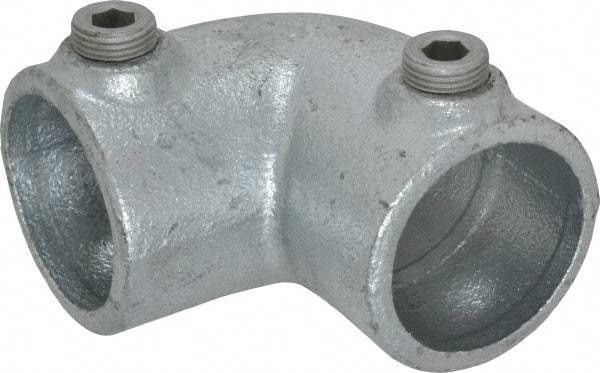 Kee - 1-1/4" Pipe, 90° Elbow, Malleable Iron Elbow Pipe Rail Fitting - Galvanized Finish - Americas Industrial Supply