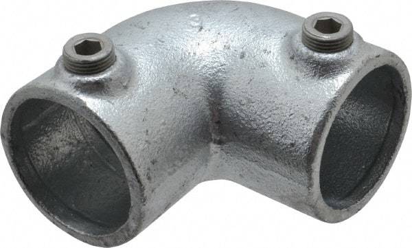 Kee - 1-1/2" Pipe, 90° Elbow, Malleable Iron Elbow Pipe Rail Fitting - Galvanized Finish - Americas Industrial Supply