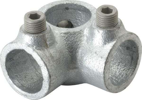 Kee - 3/4" Pipe, Side Outlet Tee, Malleable Iron Tee Pipe Rail Fitting - Galvanized Finish - Americas Industrial Supply