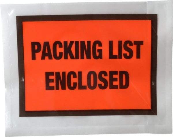 Nifty Products - 1,000 Piece, 5-1/2" Long x 4-1/2" Wide, Envelope - Packing List Enclosed, Orange Full Faced - Americas Industrial Supply