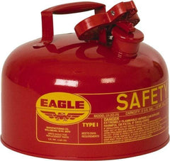 Eagle - 2 Gal Galvanized Steel Type I Safety Can - 9-1/2" High x 11-1/4" Diam, Red with Yellow - Americas Industrial Supply