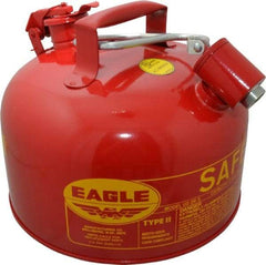 Eagle - 2 Gal Galvanized Steel Type II Safety Can - 9-1/2" High x 11-1/4" Diam, Red with Yellow - Americas Industrial Supply