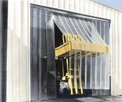Aleco - 5' Door Width x 8' Door Height Vinyl Smooth Antistatic Strip Door Kit - 8" Strip Width x 0.08" Strip Thickness, Clear, 50% Overlap - Americas Industrial Supply