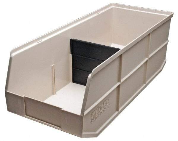 Akro-Mils - 75 Lb. Load Capacity, 20-1/2" Deep, Ivory Polymer Hopper Stacking Bin - 7" High x 11" Wide x 20-1/2" Long - Americas Industrial Supply