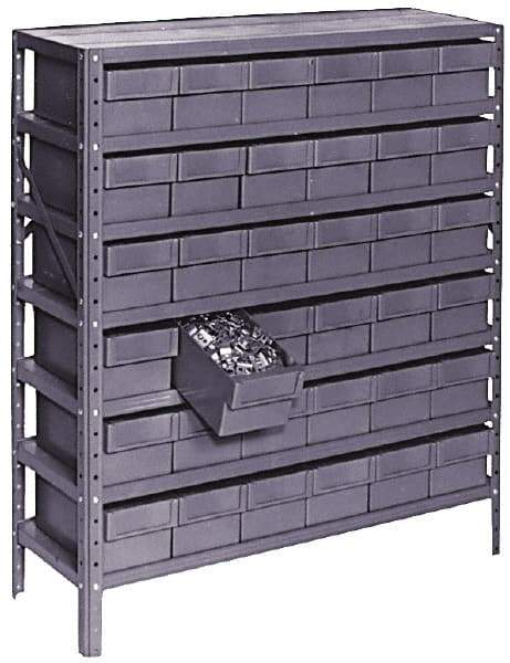 Value Collection - 72 Bin Bin Shelving Unit with Drawers - 36 Inch Overall Width x 12 Inch Overall Depth x 75 Inch Overall Height, Gray Plastic Bins - Americas Industrial Supply