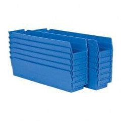 Akro-Mils - 17-7/8" Deep, Blue Hopper Shelf Bin - 4" High x 4-1/8" Wide x 17-7/8" Long - Americas Industrial Supply
