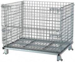 Nashville Wire - 40" Long x 32" Wide x 34-1/2" High Steel Basket-Style Bulk Folding Wire Stackable Container - 4,000 Lb. Load Capacity - Americas Industrial Supply