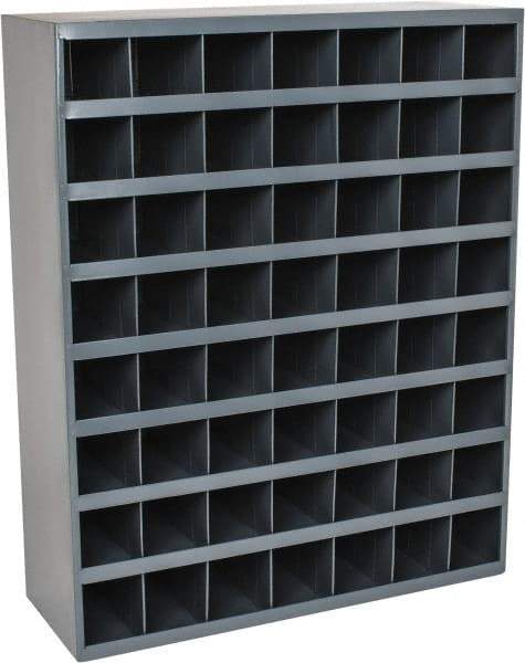 Durham - 56 Bin Bin Shelving Unit with Openings - 33-3/4 Inch Overall Width x 12 Inch Overall Depth x 42 Inch Overall Height, Gray Steel Bins - Americas Industrial Supply