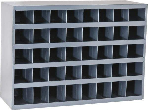Durham - 40 Bin Bin Shelving Unit with Openings - 33-3/4 Inch Overall Width x 12 Inch Overall Depth x 24 Inch Overall Height, Gray Steel Bins - Americas Industrial Supply