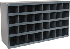 Durham - 32 Bin Bin Shelving Unit with Openings - 33-3/4 Inch Overall Width x 12 Inch Overall Depth x 19-1/4 Inch Overall Height, Gray Steel Bins - Americas Industrial Supply