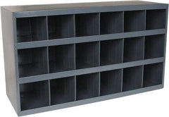 Durham - 18 Bin Bin Shelving Unit with Openings - 33-3/4 Inch Overall Width x 12 Inch Overall Depth x 19-1/4 Inch Overall Height, Gray Steel Bins - Americas Industrial Supply