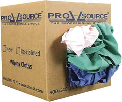 PRO-SOURCE - Reclaimed Poly/Cotton T-Shirt Rags - Assorted Colors, Poly/Cotton, Low Lint, 5 Lbs. at 4 to 6 per Pound, Box - Americas Industrial Supply