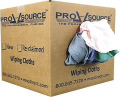 PRO-SOURCE - Reclaimed Poly/Cotton T-Shirt Rags - Assorted Colors, Poly/Cotton, Low Lint, 10 Lbs. at 4 to 6 per Pound, Box - Americas Industrial Supply