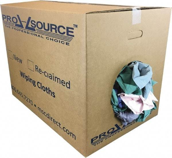 PRO-SOURCE - Reclaimed Poly/Cotton T-Shirt Rags - Assorted Colors, Poly/Cotton, Low Lint, 50 Lbs. at 4 to 6 per Pound, Box - Americas Industrial Supply