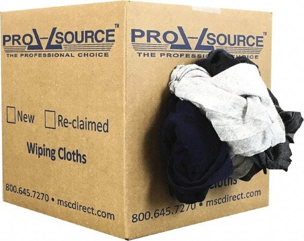 PRO-SOURCE - Reclaimed Poly/Cotton T-Shirt Rags - Assorted Colors, Polo, Low Lint, 5 Lbs. at 3 to 4 per Pound, Box - Americas Industrial Supply