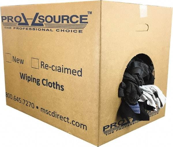 PRO-SOURCE - Reclaimed Cotton T-Shirt Rags - Assorted Colors, Polo, Low Lint, 50 Lbs. at 3 to 4 per Pound, Box - Americas Industrial Supply