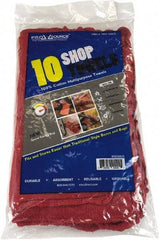 PRO-SOURCE - 14 Inch Long x 15 Inch Wide Virgin Cotton Shop Towel - Red, Ling Free, 10 Sheets per Pack, Bag - Americas Industrial Supply