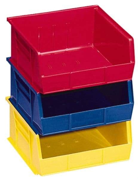 Akro-Mils - 60 Lb. Load Capacity, 18" Deep, Yellow Polymer Hopper Stacking Bin - 9" High x 8-1/4" Wide x 18" Long - Americas Industrial Supply