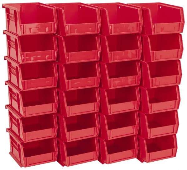 Akro-Mils - 10 Lb. Load Capacity, 5-3/8" Deep, Red Polymer Hopper Stacking Bin - 3" High x 4-1/8" Wide x 5-3/8" Long - Americas Industrial Supply