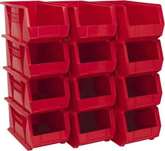 Akro-Mils - 60 Lb. Load Capacity, 14-3/4" Deep, Red Polymer Hopper Stacking Bin - 7" High x 8-1/4" Wide x 14-3/4" Long - Americas Industrial Supply