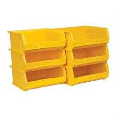 Akro-Mils - 75 Lb. Load Capacity, 14-3/4" Deep, Yellow Polymer Hopper Stacking Bin - 7" High x 16-1/2" Wide x 14-3/4" Long - Americas Industrial Supply