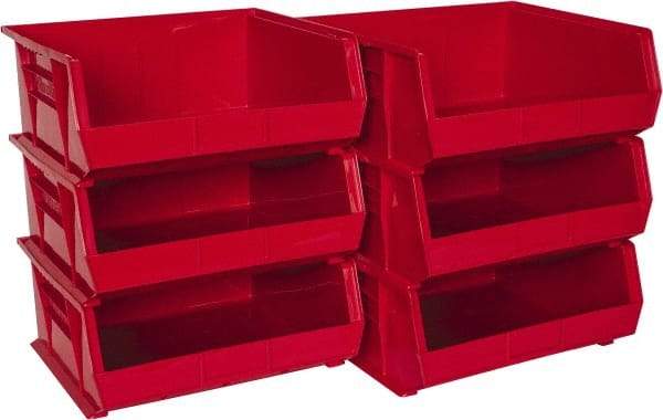 Akro-Mils - 75 Lb. Load Capacity, 14-3/4" Deep, Red Polymer Hopper Stacking Bin - 7" High x 16-1/2" Wide x 14-3/4" Long - Americas Industrial Supply
