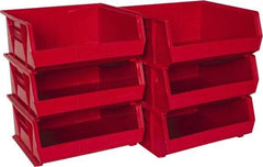Akro-Mils - 75 Lb. Load Capacity, 14-3/4" Deep, Red Polymer Hopper Stacking Bin - 7" High x 16-1/2" Wide x 14-3/4" Long - Americas Industrial Supply