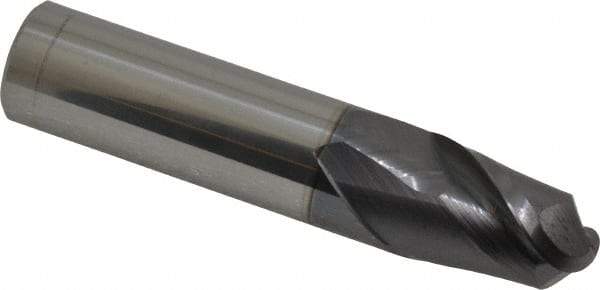 Accupro - 5/8" Diam, 7/8" LOC, 2 Flute Solid Carbide Ball End Mill - AlTiN Finish, Single End, 3" OAL, 5/8" Shank Diam, Spiral Flute - Americas Industrial Supply